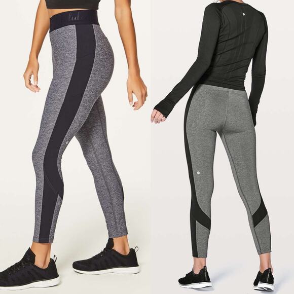 Lululemon Box It Out Tight Heathered Grey Black W5AU7S Luxtreme Leggings 12 - Picture 2 of 16